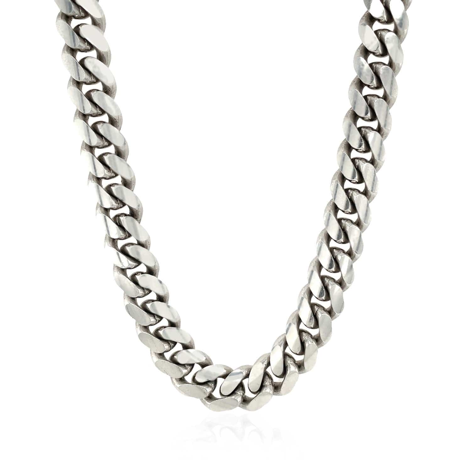 Sterling Silver Rhodium Plated Miami Cuban Chain (9.80 mm) |