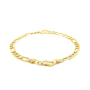 14k Yellow Gold 7 inch Figaro Chain Bracelet with Heart (4.50 mm) | - Forever in Harmony