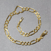 14k Yellow Gold 7 inch Figaro Chain Bracelet with Heart (4.50 mm) | 7''