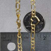 14k Yellow Gold 7 inch Figaro Chain Bracelet with Heart (4.50 mm) | - Forever in Harmony