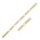 14k Yellow Gold White Pave High Polish Modern Lite Figaro Bracelet  (9.50 mm) | - Forever in Harmony