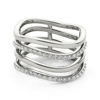 14k White Gold Multiple Band Design Ring with Diamonds (3/8 cttw) - Forever in Harmony