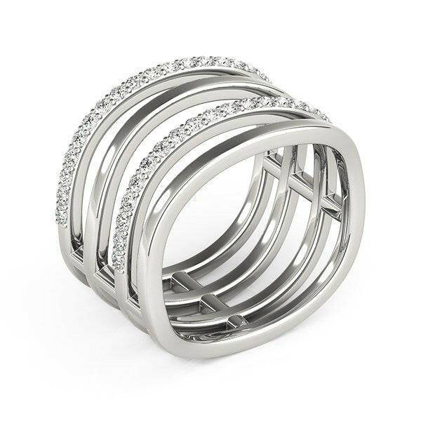 14k White Gold Multiple Band Design Ring with Diamonds (3/8 cttw) - Forever in Harmony