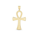 14k Yellow Gold High Polish Textured Ankh Pendant