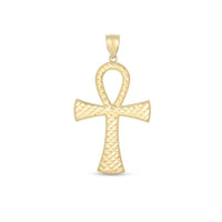 14k Yellow Gold High Polish Textured Ankh Pendant