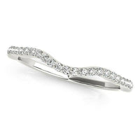 14k White Gold Curvy Style Wedding Ring with Round Diamonds (1/8 cttw) - Forever in Harmony