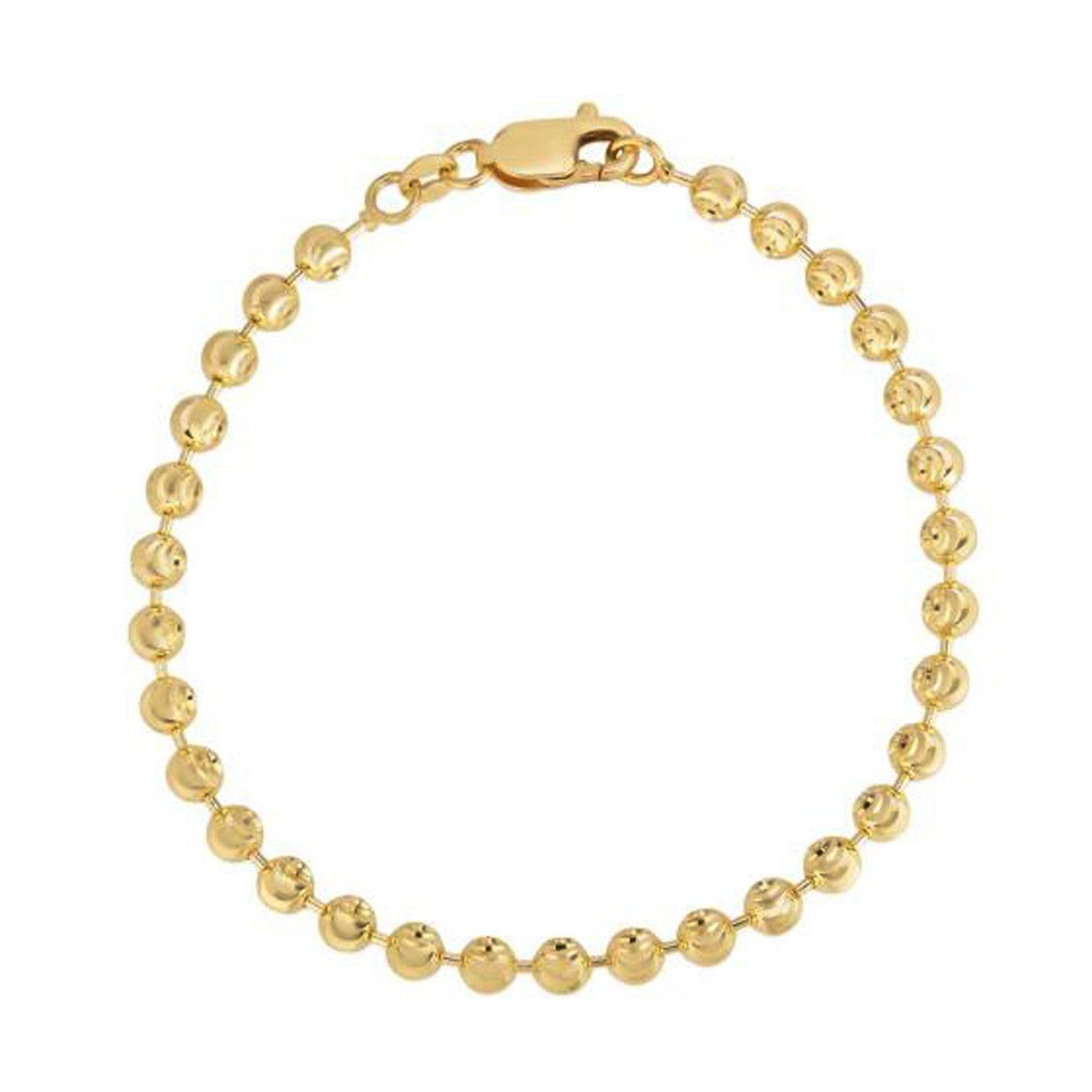 Moon Cut Bead Chain Bracelet in 14k Yellow Gold  (4.00 mm) |