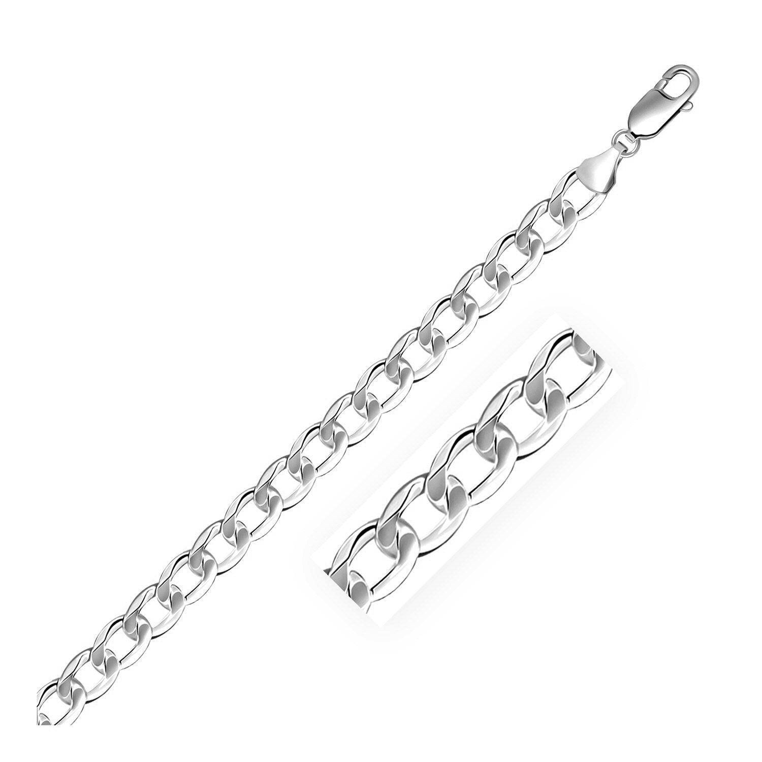 Rhodium Plated Sterling Silver Curb Style Bracelet (7.20 mm) |