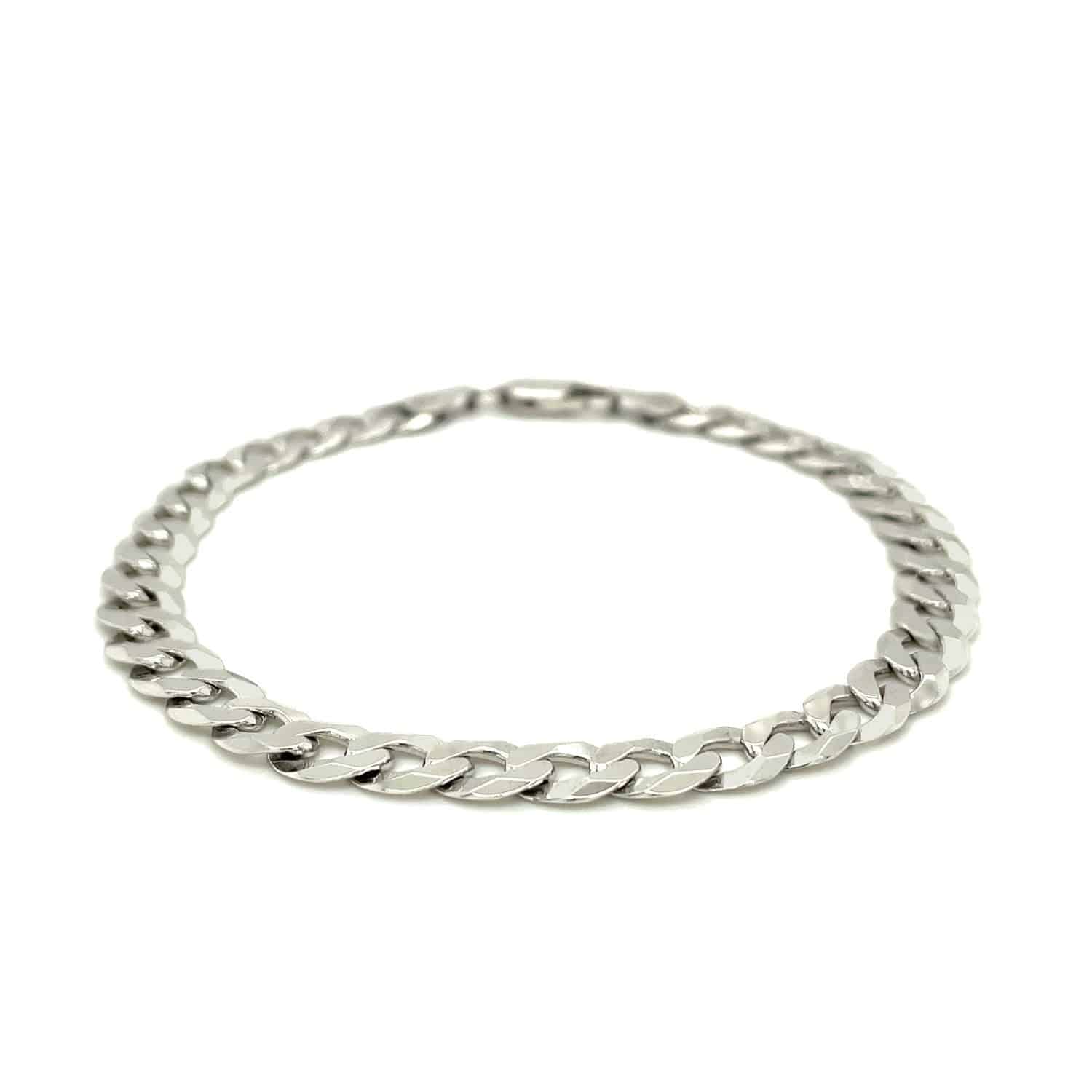 Rhodium Plated Sterling Silver Curb Style Bracelet (7.20 mm) |