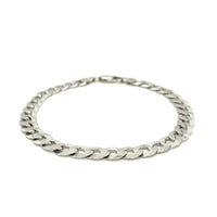 Rhodium Plated Sterling Silver Curb Style Bracelet (7.20 mm) | - Forever in Harmony