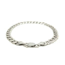 Rhodium Plated Sterling Silver Curb Style Bracelet (7.20 mm) | - Forever in Harmony