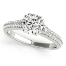 14k White Gold Double Prong Multirow Band Diamond Engagement Ring (1 1/8 cttw) - Forever in Harmony