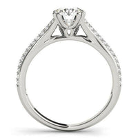 14k White Gold Double Prong Multirow Band Diamond Engagement Ring (1 1/8 cttw) - Forever in Harmony