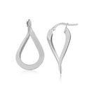 14k White Gold Twisted Freeform Hoop Earrings