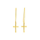 14k Yellow Gold Dangle Cross Earrings