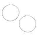 10k White Gold Polished Hoop Earrings (1.5x30mm)