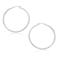 10k White Gold Polished Hoop Earrings (1.5x30mm)