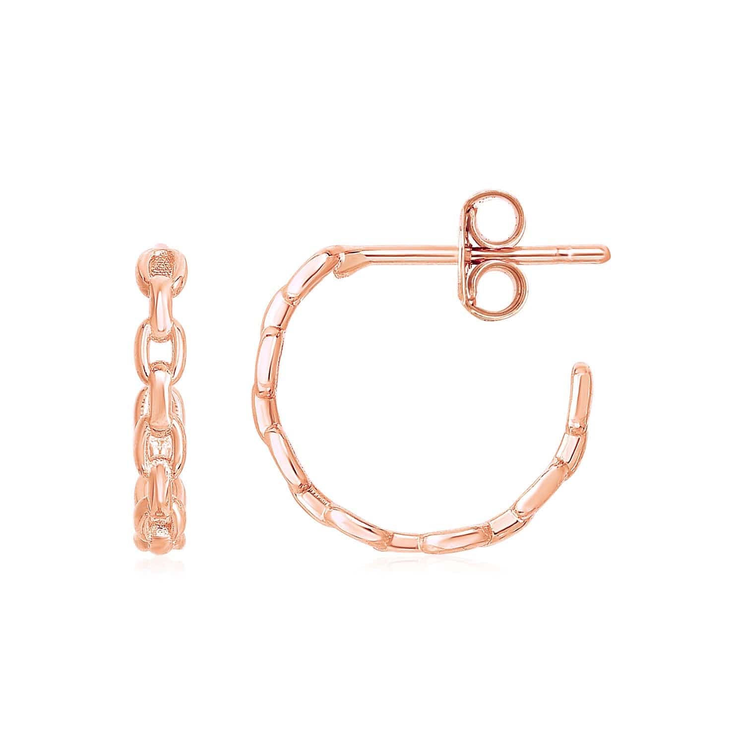 14k Rose Gold Delicate Chain Hoop Earrings