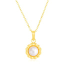 14k Yellow Gold Flower Necklace with Pearl | - Forever in Harmony