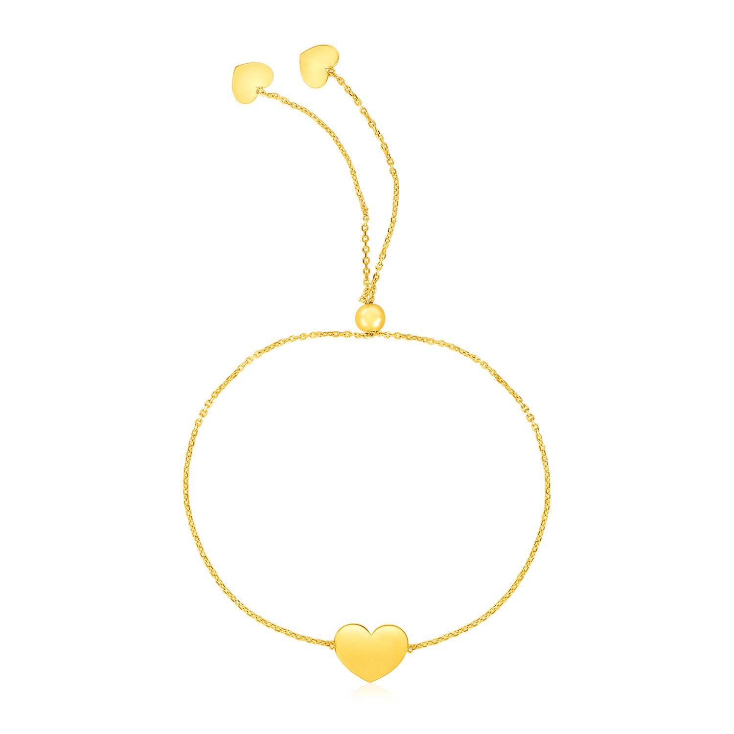 14k Yellow Gold Adjustable Heart Bracelet (0.90 mm) |