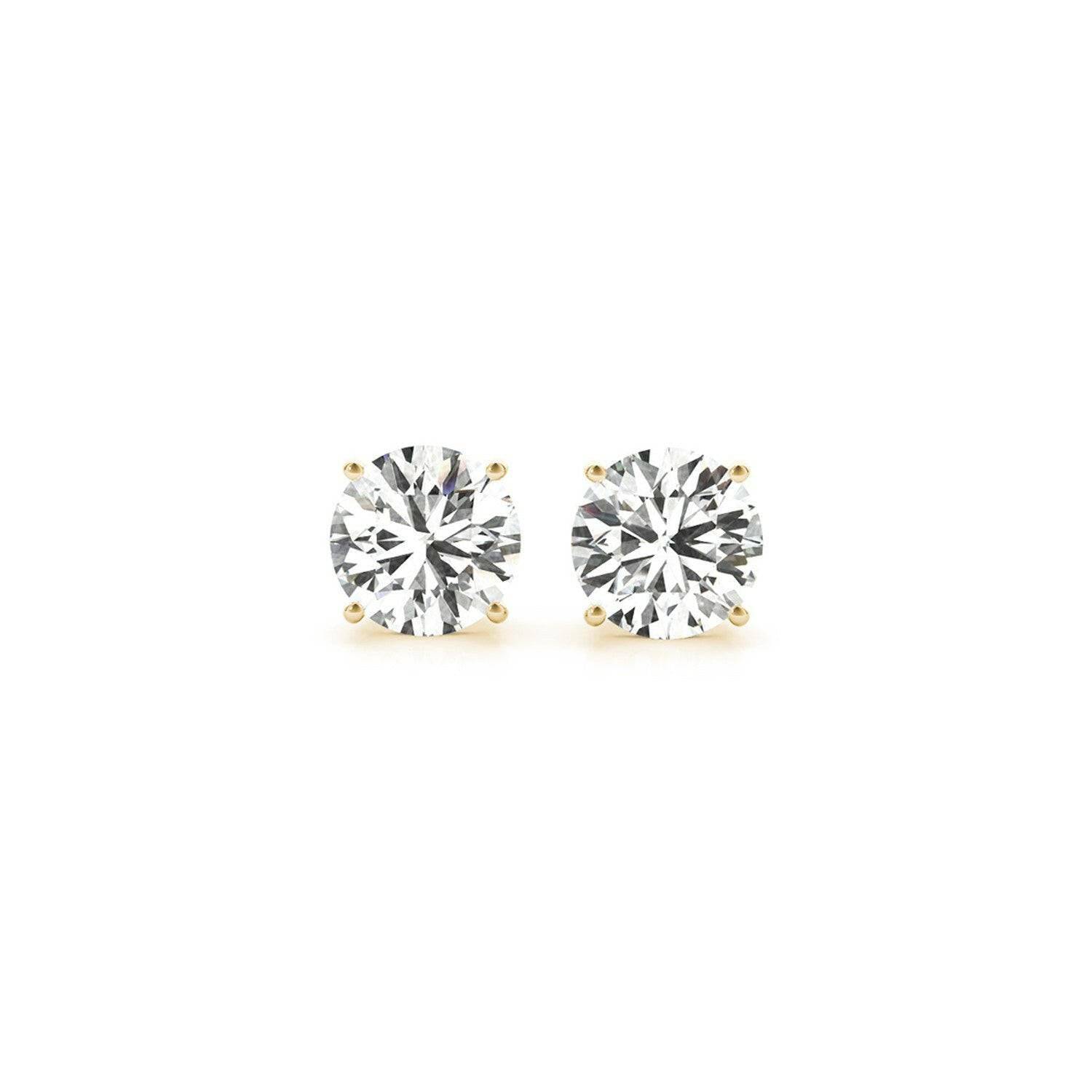 2 cttw Certified IGI Lab Grown Round Diamond Earrings 14k Yellow Gold (G/VS2) - Forever in Harmony