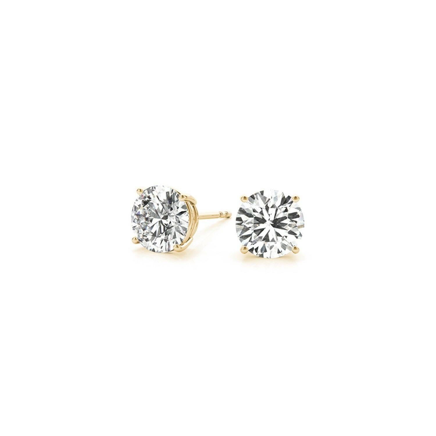 2 cttw Certified IGI Lab Grown Round Diamond Earrings 14k Yellow Gold (G/VS2) - Forever in Harmony