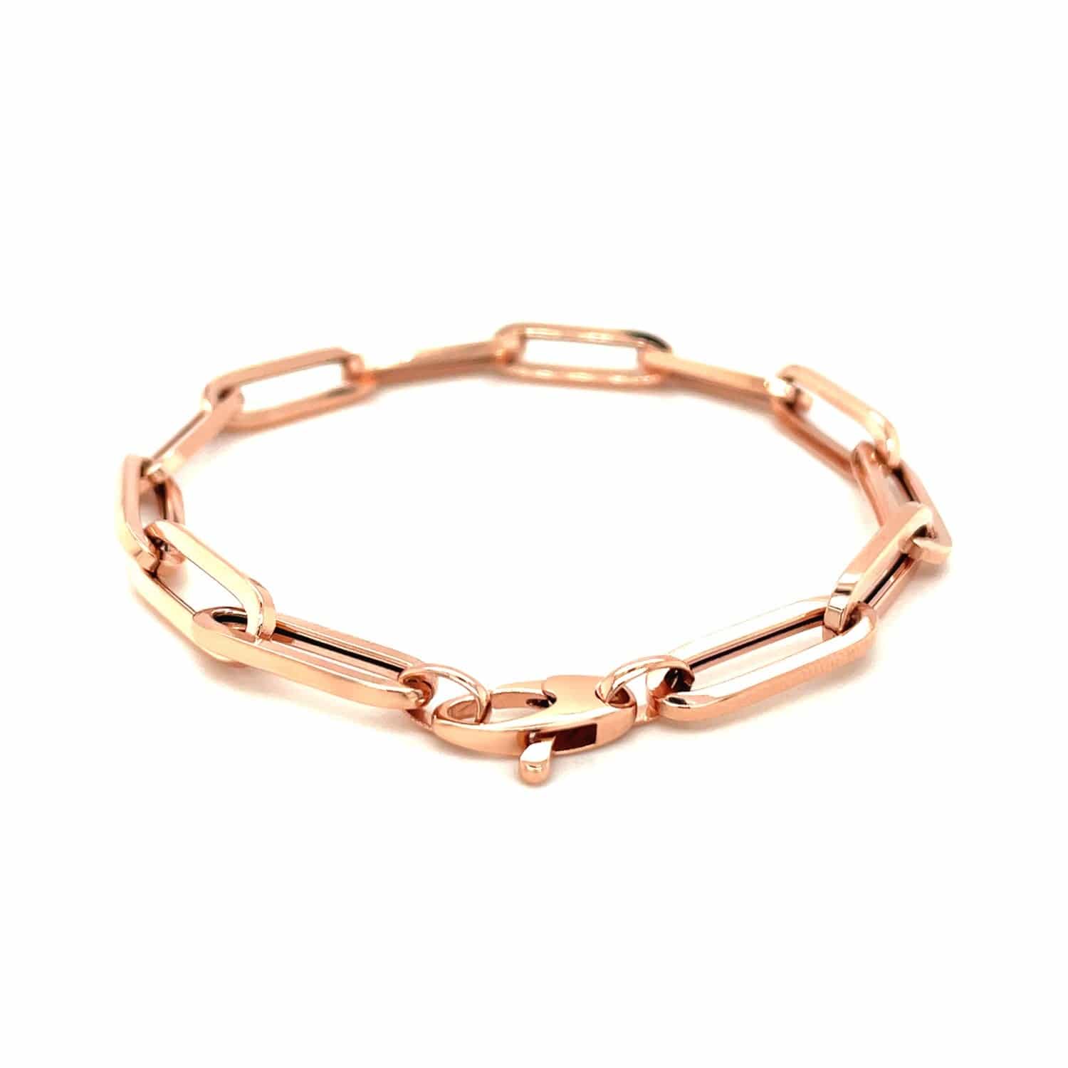 14K Rose Gold Extra Wide Paperclip Chain Bracelet (6.10 mm) |