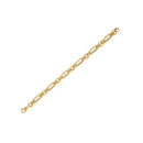 14k Yellow Gold Italian Alternating Paperclip Round Links Bracelet (8.00 mm) | - Forever in Harmony