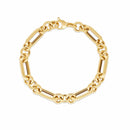 14k Yellow Gold Italian Alternating Paperclip Round Links Bracelet (8.00 mm) | - Forever in Harmony