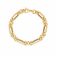 14k Yellow Gold Italian Alternating Paperclip Round Links Bracelet (8.00 mm) | - Forever in Harmony