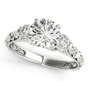 14k White Gold Antique Design 3 Stone Diamond Engagement Ring (1 3/4 cttw) - Forever in Harmony