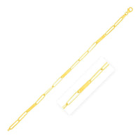 14k Yellow Gold Alternating Paperclip Chain Link and Gold Bar Bracelet (3.60 mm) | - Forever in Harmony