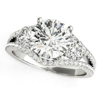 Exquisite 14K White Gold Three-Stone Diamond Engagement Ring - Forever in Harmony