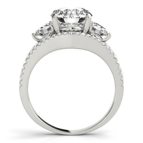 Exquisite 14K White Gold Three-Stone Diamond Engagement Ring - Forever in Harmony