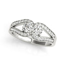 Two Stone Split Shank Design Diamond Ring in 14k White Gold (3/4 cttw) - Forever in Harmony