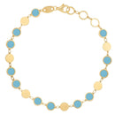 14k Yellow Gold Turquoise Geometric Mirror Gem Chain Bracelet (5.00 mm)