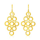 14k Yellow Gold Earrings with Textured Open Circle Motifs