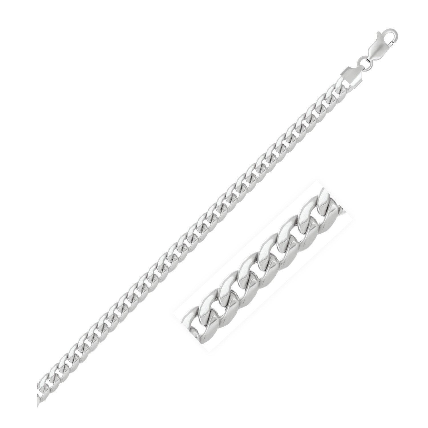 14k White Gold Miami Cuban Semi Solid Bracelet (5.50 mm) |