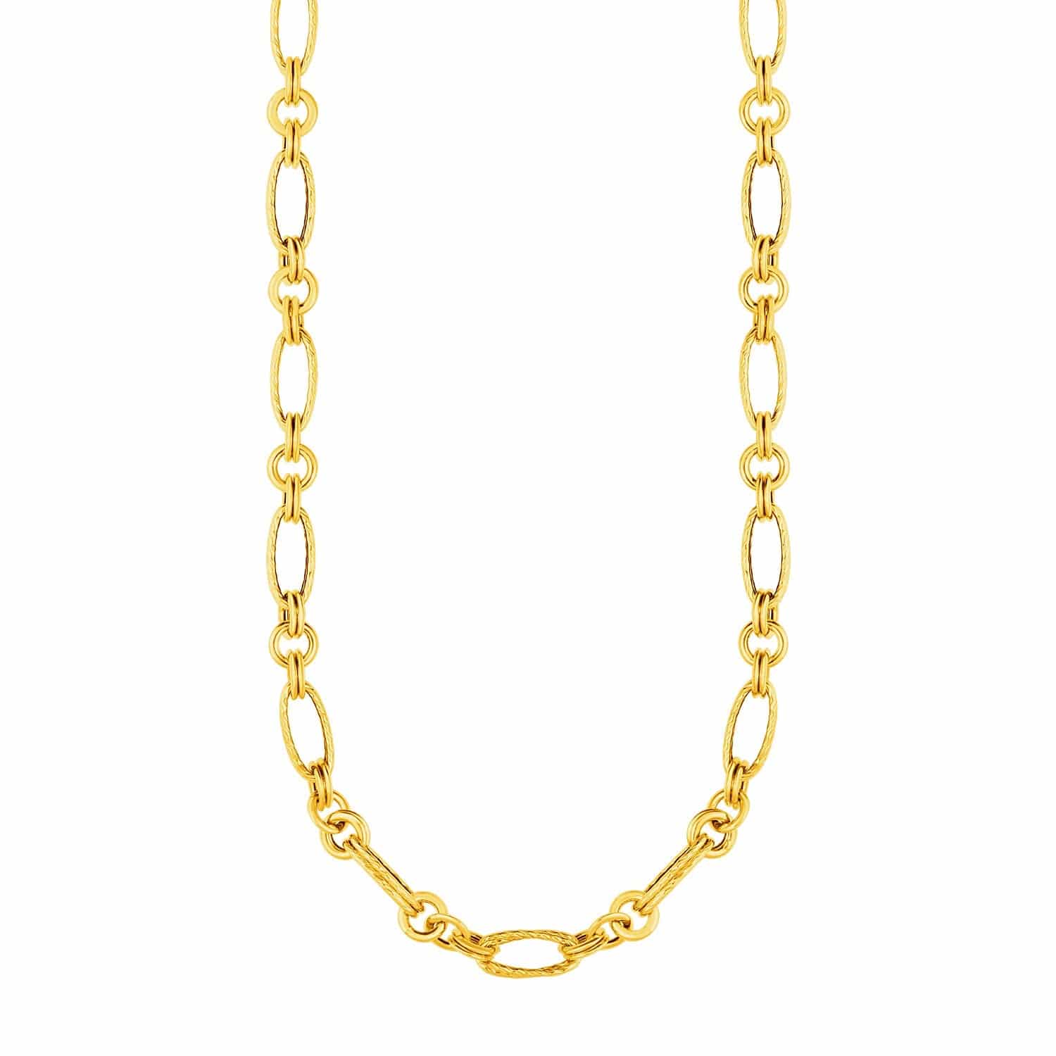 14k Yellow Gold Twisted and Polished Link Necklace |