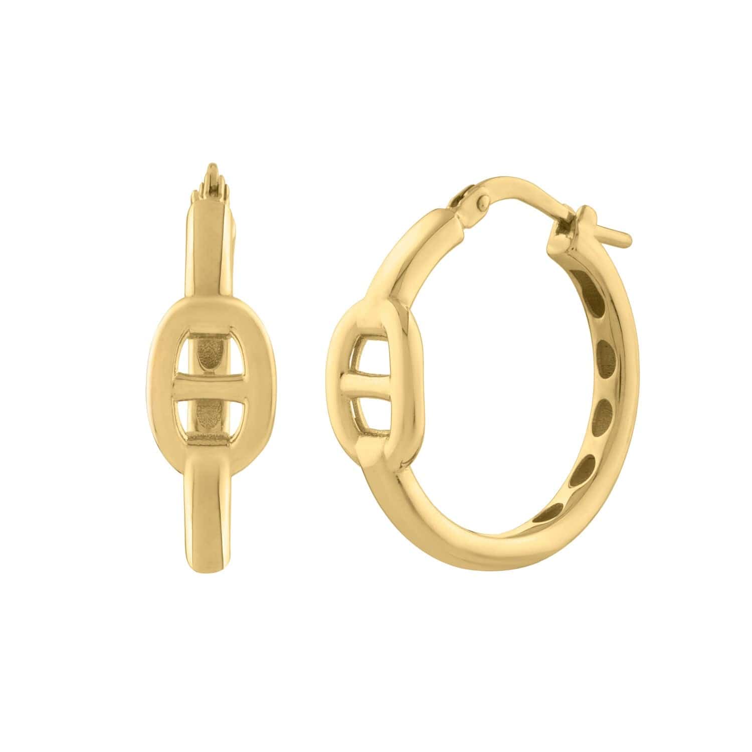 Puff Mariner Hoop Earrings in 14K Yellow Gold (21mmx20mm)