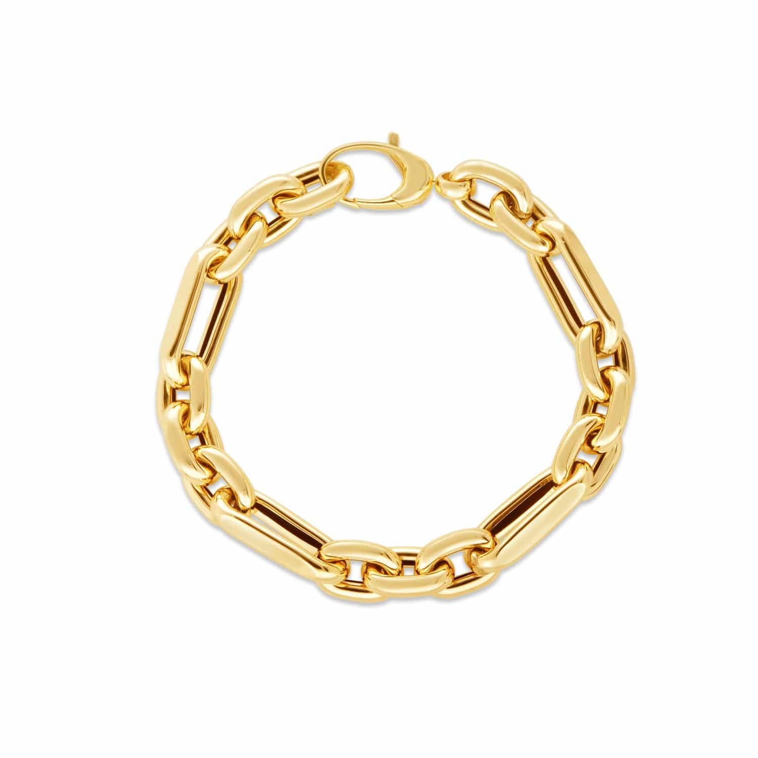 14k Yellow Gold Italian Alternating Paperclip Oval Links Bracelet (9.30 mm) |