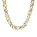 14k Two Tone Gold Miami Cuban Chain Necklace with White Pave - Forever in Harmony