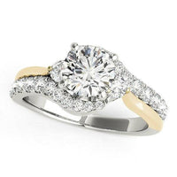 14k White And Yellow Gold Round Bypass Diamond Engagement Ring (1 1/2 cttw) - Forever in Harmony