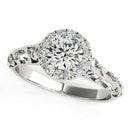 14k White Gold Halo Antique Style Round Diamond Engagement Ring (5/8 cttw) - Forever in Harmony