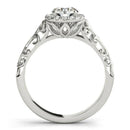 14k White Gold Halo Antique Style Round Diamond Engagement Ring (5/8 cttw) - Forever in Harmony