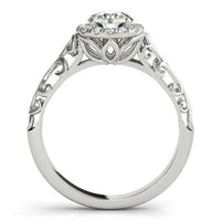 14k White Gold Halo Antique Style Round Diamond Engagement Ring (5/8 cttw) - Forever in Harmony