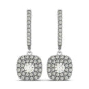 14k White Gold Double Halo Cushion Outer Shaped Diamond  Earrings (3/4 cttw) - Forever in Harmony