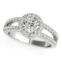 14k White Gold Round Diamond Split Shank Design Engagement Ring (7/8 cttw) - Forever in Harmony