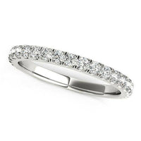 14k White Gold Round Pave Setting Diamond Wedding Band (3/8 cttw) - Forever in Harmony