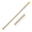 14k Two Tone Gold 8 1/4 inch Curb Chain Bracelet with White Pave (9.50 mm) | - Forever in Harmony